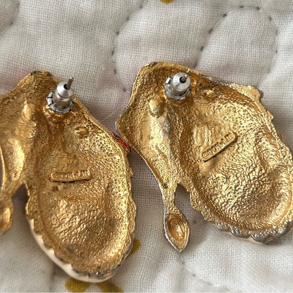 Vintage Don Lin Enamel & Gold Tone SANTA CLAUS Christmas Holiday‎ Earrings - Picture 7 of 12